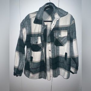 Green and White Plaid Shacket
